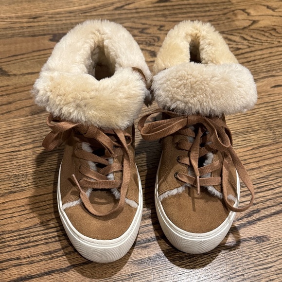 UGG Shoes - UGG Brown Suede Fur-Lined Sneakers